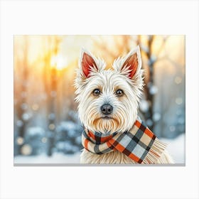 Wrapped-up Winter Westie Canvas Print