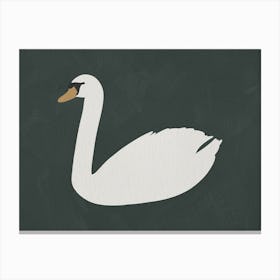 Swan In Studio Green Canvas Print
