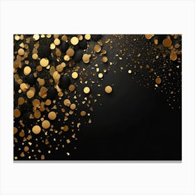 Gold Confetti On Black Background 1 Canvas Print