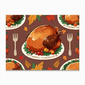 Default A Joyfully Festive Thanksgiving Illustration Featuring 1 (3) Canvas Print