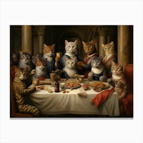 Medieval Cats In A Banquet Hall Canvas Print