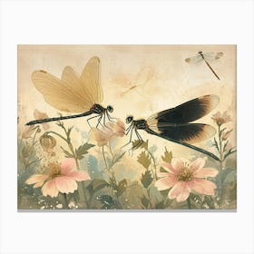 Floral Animal Illustration Dragonfly 1 Canvas Print