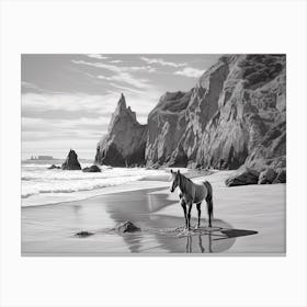 A Horse Oil Painting In Pfeiffer Beach California, Usa, Landscape 4 Canvas Print