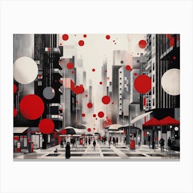 Red Dots In The City Canvas Print