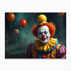 Clown With Balloons Canvas Print