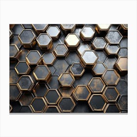 Abstract Gold Hexagons 1 Canvas Print