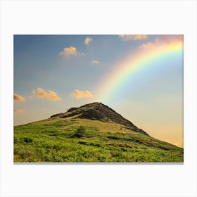 Beuatiful Rainbow Over Hill Canvas Print