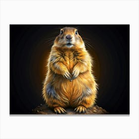 Prairie Dog Portrait With Black Background And Concentric Circles Canvas Print