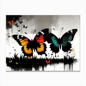 Butterflies On The Grass Canvas Print