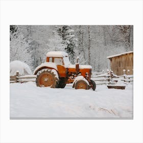 Snow Covered Tractor Canvas Print