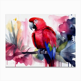 Parrot Watercolor Painting Canvas Print