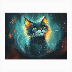 Cat In Flames Canvas Print