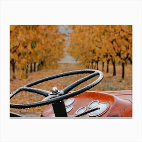 Tractor In Orchard Canvas Print
