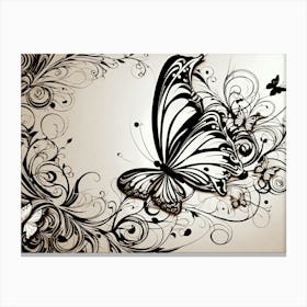 Butterfly And Floral Design Canvas Print