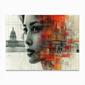 Temporal Resonances: A Conceptual Art Collection. Woman'S Face 2 Canvas Print