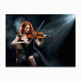 Woman in black playing on violin 2 Canvas Print