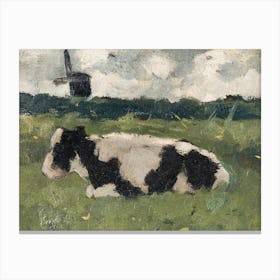 Resting Cow With A Mill, Richard Roland Holst Canvas Print