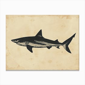 Bull Shark Grey Silhouette 2 Canvas Print