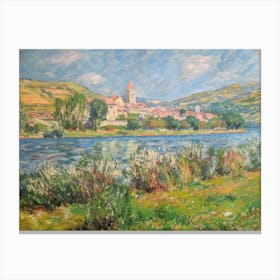 Shimmering Shore View Painting Inspired By Paul Cezanne Canvas Print