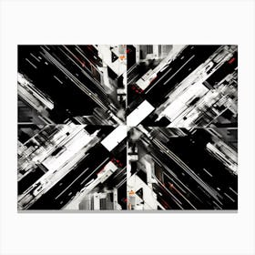 Intersection Abstract Black And White 5 Canvas Print