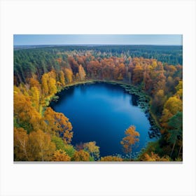 Autumn Forest Lake Canvas Print
