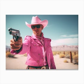 Todman A Cowboy In A Pink Outfit Is Pointing His Gun In The Sty 29a60e3a 7509 4fb9 867b 3af675aa4399 Canvas Print