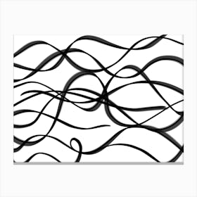 Abstract Wavy Lines black Canvas Print