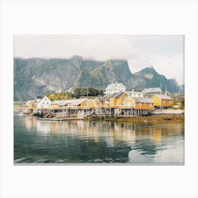 Yellow Buildings On Fjord Canvas Print