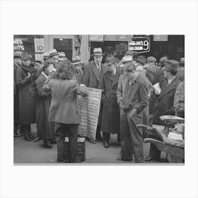 Hair Tonic Salesman Advertising His Wares, 7th Avenue At 38 Street, New York City By Russell Lee Canvas Print