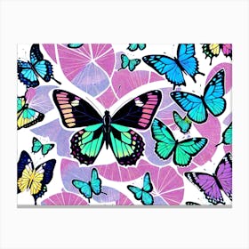 Butterflies On A Pink Background 2 Canvas Print