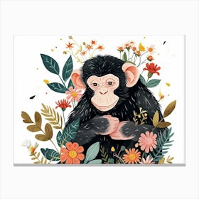 Little Floral Baboon 2 Canvas Print