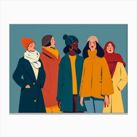 Women In Winter Coats Canvas Print