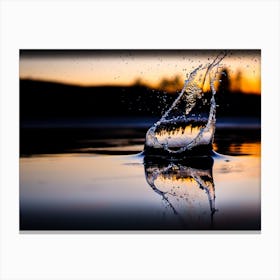 Water Splash At Sunset Canvas Print