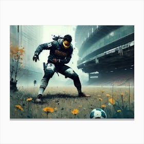 Man Kicking A Soccer Ball Canvas Print