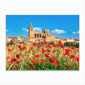 Mallorca Poppies In The Field Canvas Print