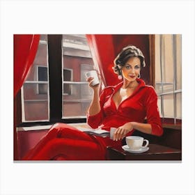 Lady In Red Canvas Print