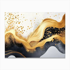 Abstract Golden And Black Shapes In The Paint Drawing Background 1 Canvas Print