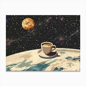 Coffee Cup In Space Minimalist Canvas Print