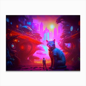 Futuristic Cat Canvas Print