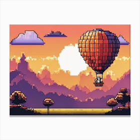 Pixel Cat in a Hot Air Balloon Canvas Print