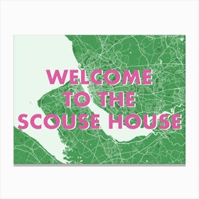 Welcome To The Scouse House Liverpool Green Map Canvas Print