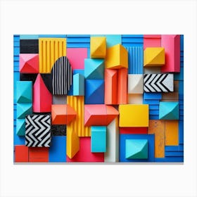 Colorful 3d Geometric Shapes and Patterns Canvas Print