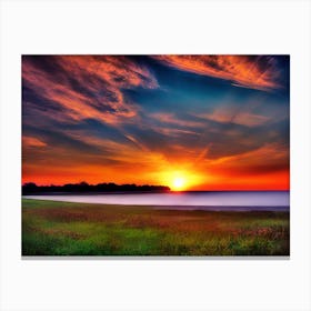 Sunset Over The Lake 11 Canvas Print