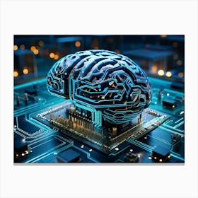 Abstract Concept Of A Brain Resembling An Intricate Circuit Board With Neural Lines Crisscrossing A (3) Canvas Print