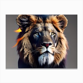 Lion With Flames Canvas Print