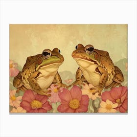 Floral Animal Illustration Frog 2 Canvas Print