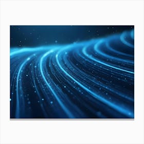 Abstract Blue Waves Of Light Trails On A Dark Background Canvas Print