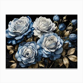 Default A Stunning Watercolor Painting Of Vibrant Blue Roses B 0 (1) Canvas Print