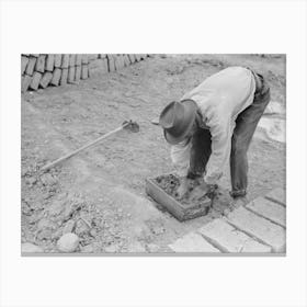 Untitled Photo, Possibly Related To Wooden Form Is Placed Over Adobe Mixture In Making Bricks, Chamisal Canvas Print