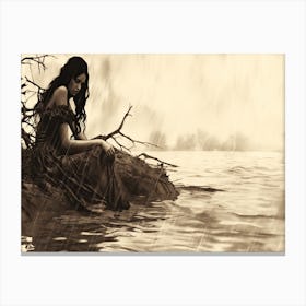 Drizzle - Woman By The Water Canvas Print